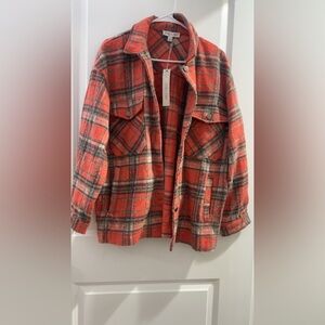 She and Sky Red Plaid Utility Jacket